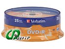 Диск DVD-R 4.7ГБ 16x Verbatim "43522", пласт.коробка, на шпинделе